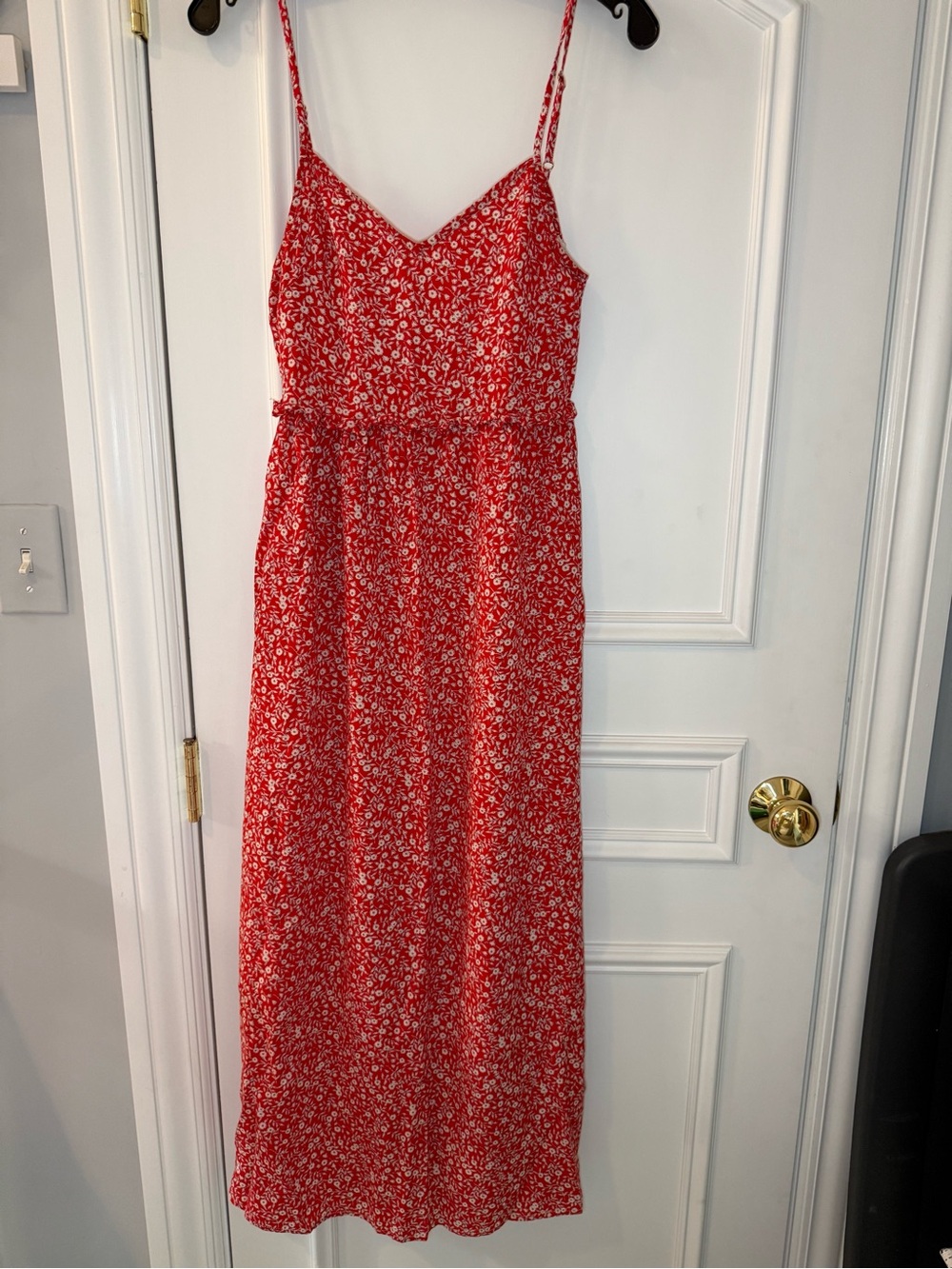 Atelier Évène Paris Red Floral Midi Dress | French Designer | Size S/M